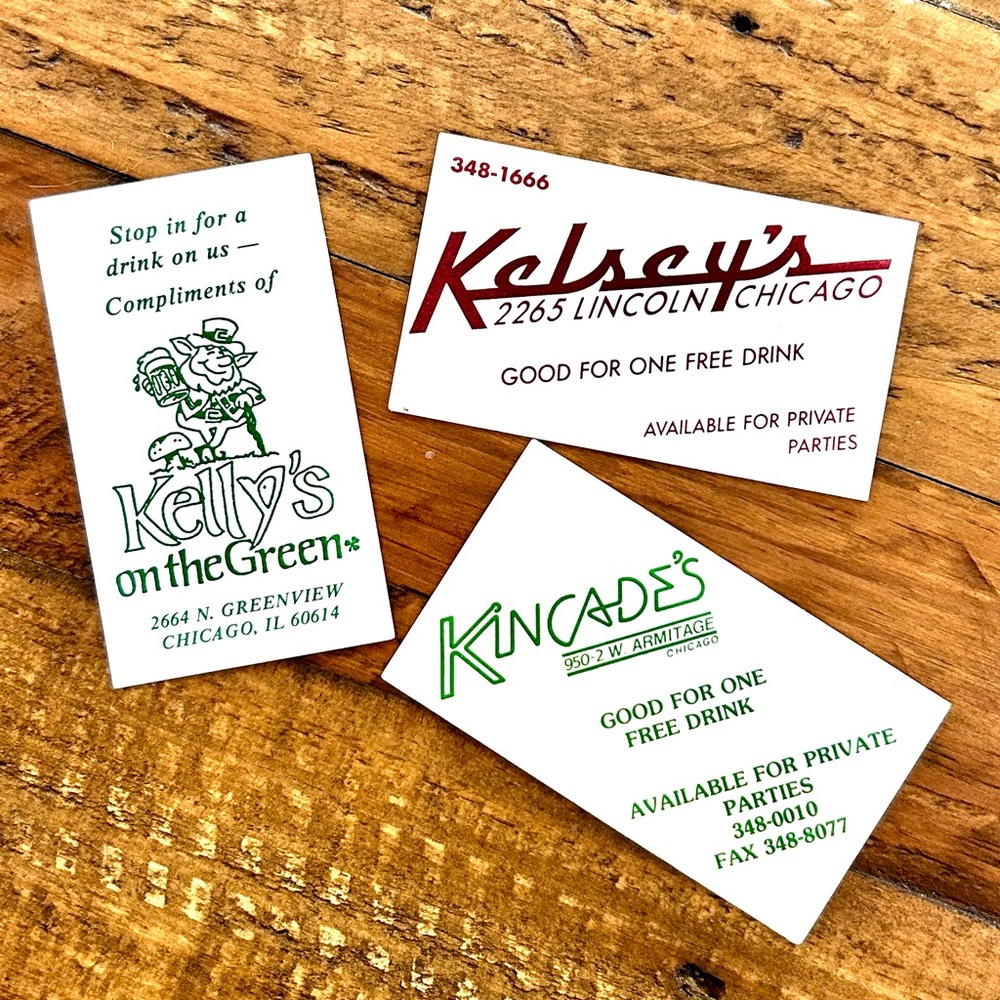 Vintage ‘Free Drink Cards’ Northwest Side Chicago Circa Mid 80’s